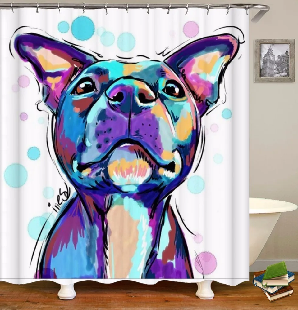 Vozro Cat And Dog Pattern Shower Curtain Bath Bape Douchegordijn Pascoa Cortina Banheiro Splatoon Miniaturas Cthulhu Bathroom | Дом и сад