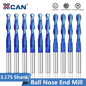 Концевая фреза XCAN, спиральная с голубым покрытием, 3,175 мм, 0,81,01,52,02,5 мм, 10 шт.