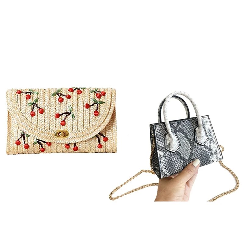 

Weave Embroidery Cherry Chain Women Messenger Bags with Fashion Snakeskin Ladies One-Shoulder Handbag