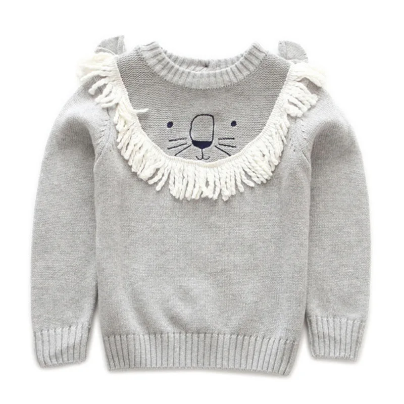 

Autumn Winter Baby Kids Girl Boys Long Sleeve Cartoon Lion Knit Sweater Baby Kids Girl Boys Pullover Sweaters Children's Clothes