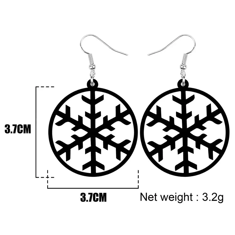 Акриловые большие круглые полые рождественские серьги ARWA в виде снежинок