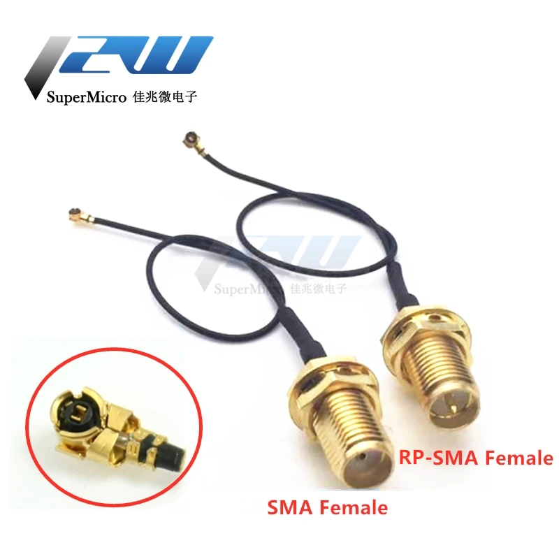 2-piece SMA / RP-SMA female to MHF4 IPEX IPX RF plug Pigtail cable for Mini 0.81mm PCI card intel WIFI Board 10cm 15cm 20cm 30cm images - 6