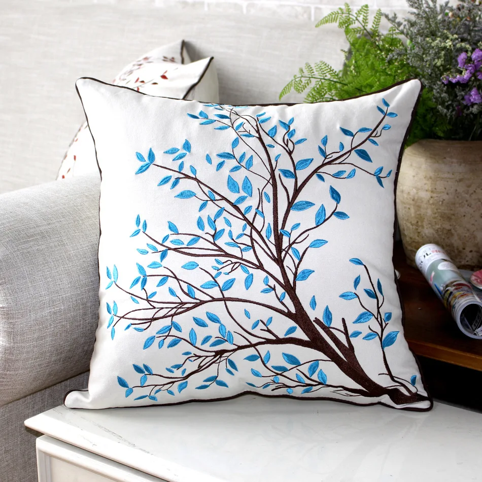

Pure Cotton Pillowcase Embroidery Jacquard Pillow Pillow Sofa Cushion Pillowcase Headboard Large Pillow Back Pillow Back Cover