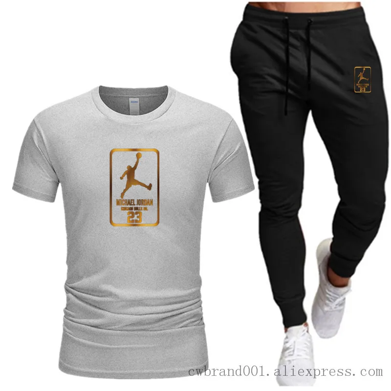 Летние повседневные комплекты одежды Мужская качественная хлопковая футболка с