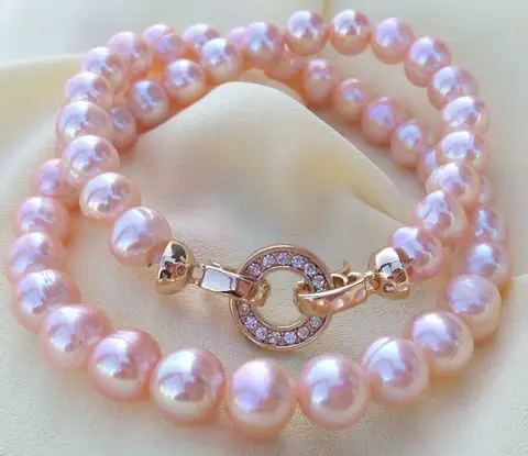 Ожерелье из розового жемчуга, 9-10 мм, 18 дюймов