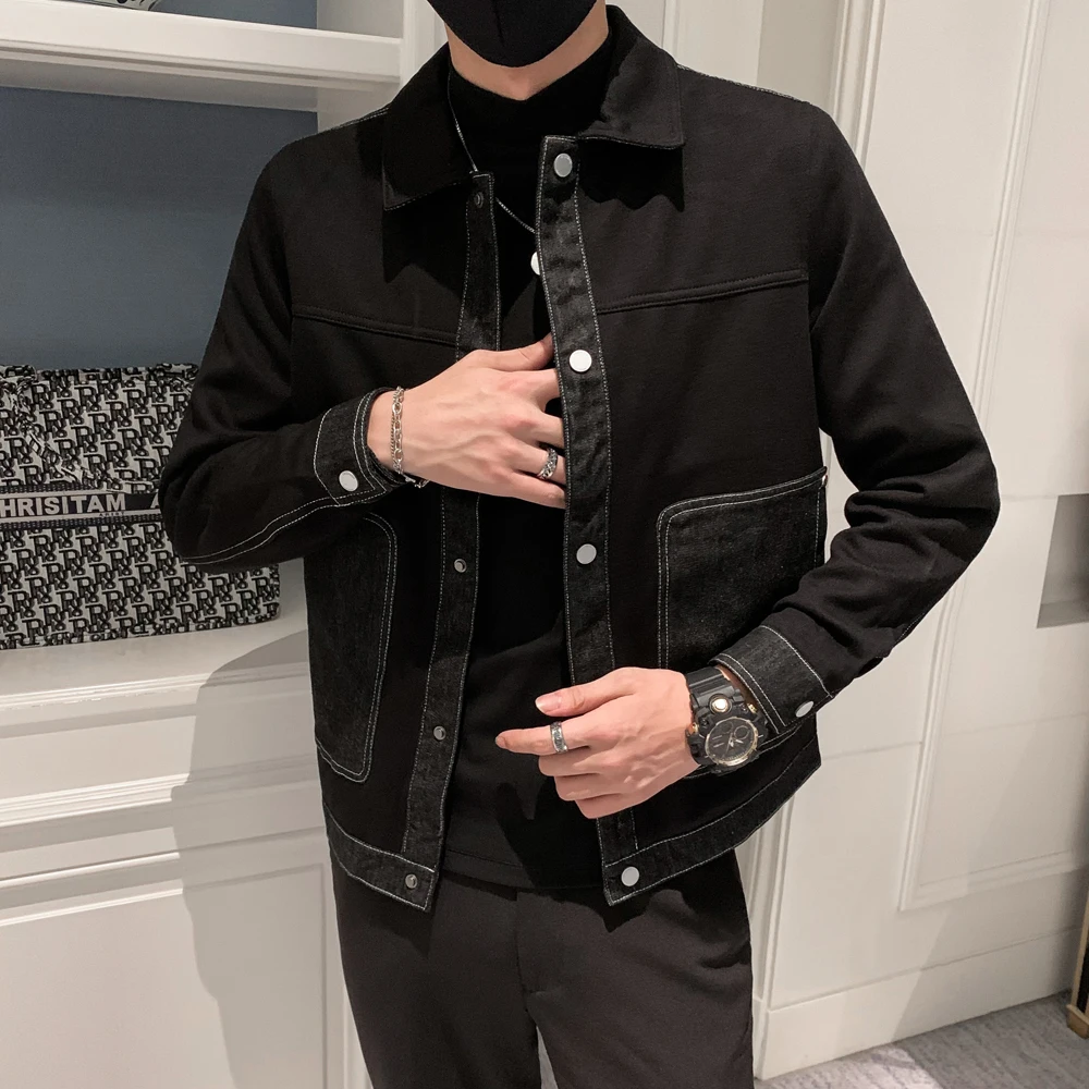 Мужская джинсовая куртка на пуговицах с длинным рукавом | одежда
