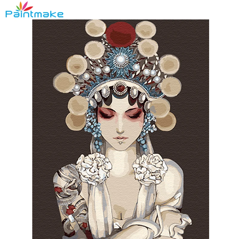 Paintmake портрет DIY живопись по номерам Пекинская опера маслом Ручная роспись на