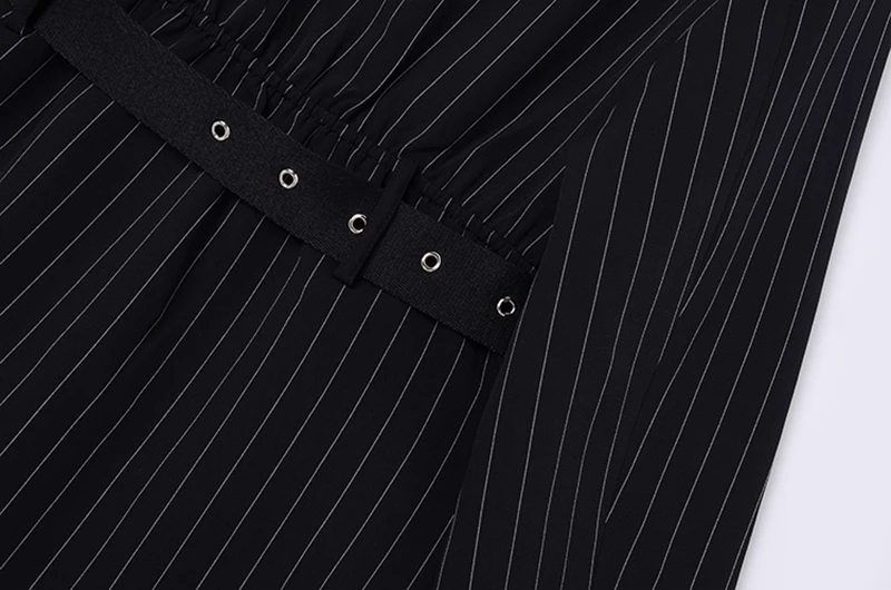 

[EAM] Women Black Striped Split Temperament Blazer New Lapel Long Sleeve Loose Fit Jacket Fashion Spring Autumn 2021 1Z789