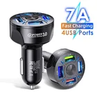 Автомобильное зарядное устройство с 4 USB-портами, быстрая зарядка 3,0, 4,0, 18 Вт, адаптер для быстрой зарядки для iphone 12 Pro, xiaomi mi 10, huawei, быстрое зарядное устройство
