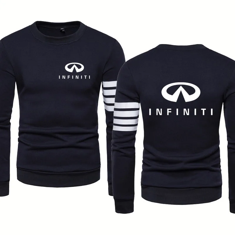 

Spring Autumn Men's sweatshirt Infiniti Car Logo Printing Casual Solid color stripe High Quality Cotton Men's pullover clothing