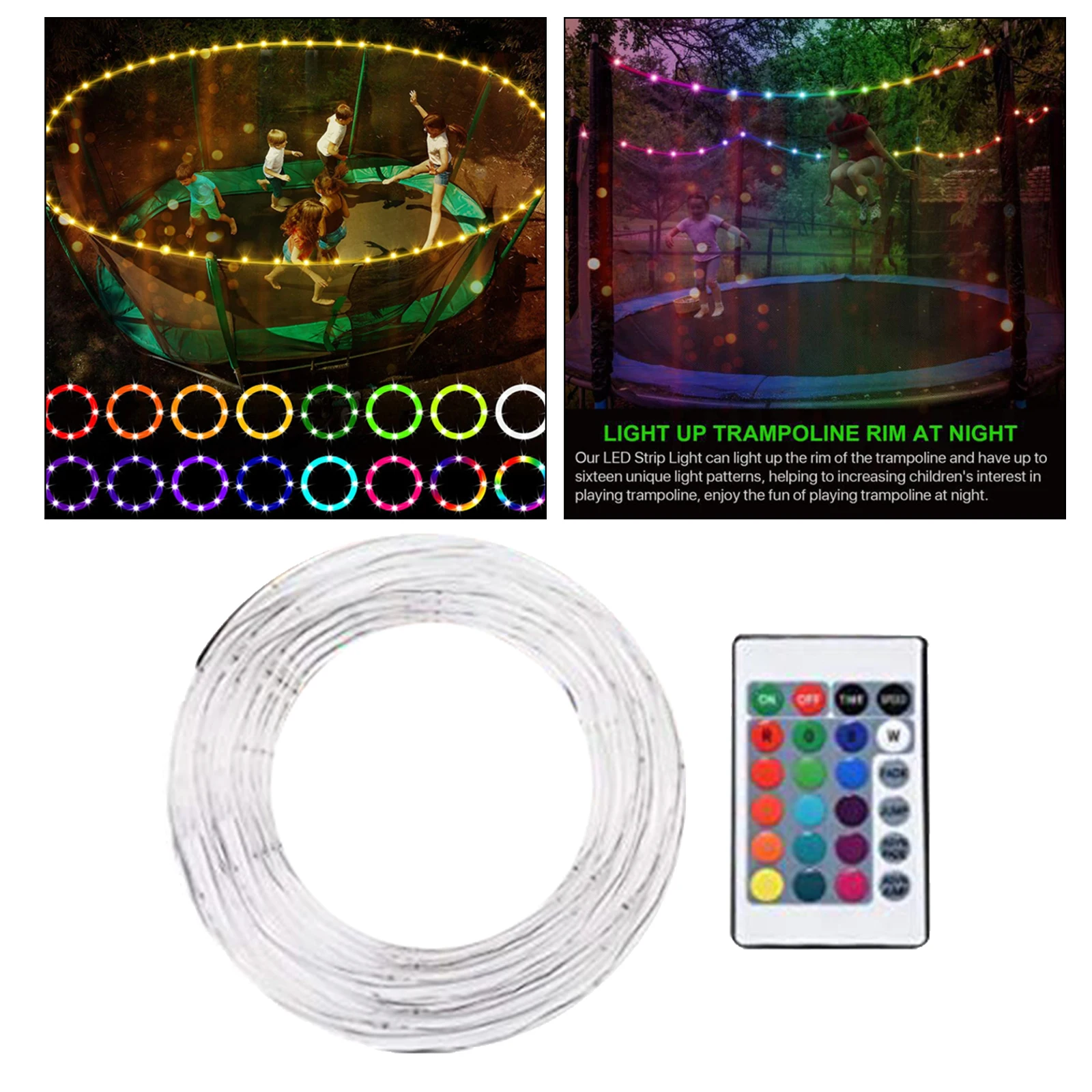 

Colorful Trampoline Strip Light with Remote Controller for Patio Party TV