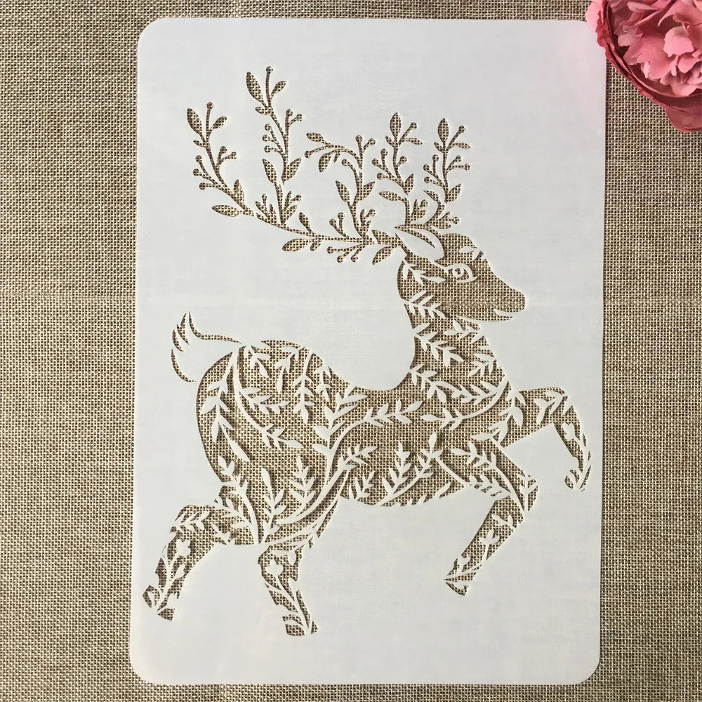 

Новинка, трафареты A4 29 см с изображением бегущего оленя для самостоятельной сборки, декоративный трафарет