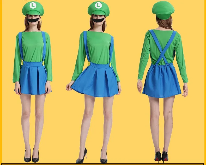Взрослый Хэллоуин Супер Марио Детский костюм косплей семья Funy Luigi Bros сантехник Пурим костюм нарядное платье Рождественские Вечерние