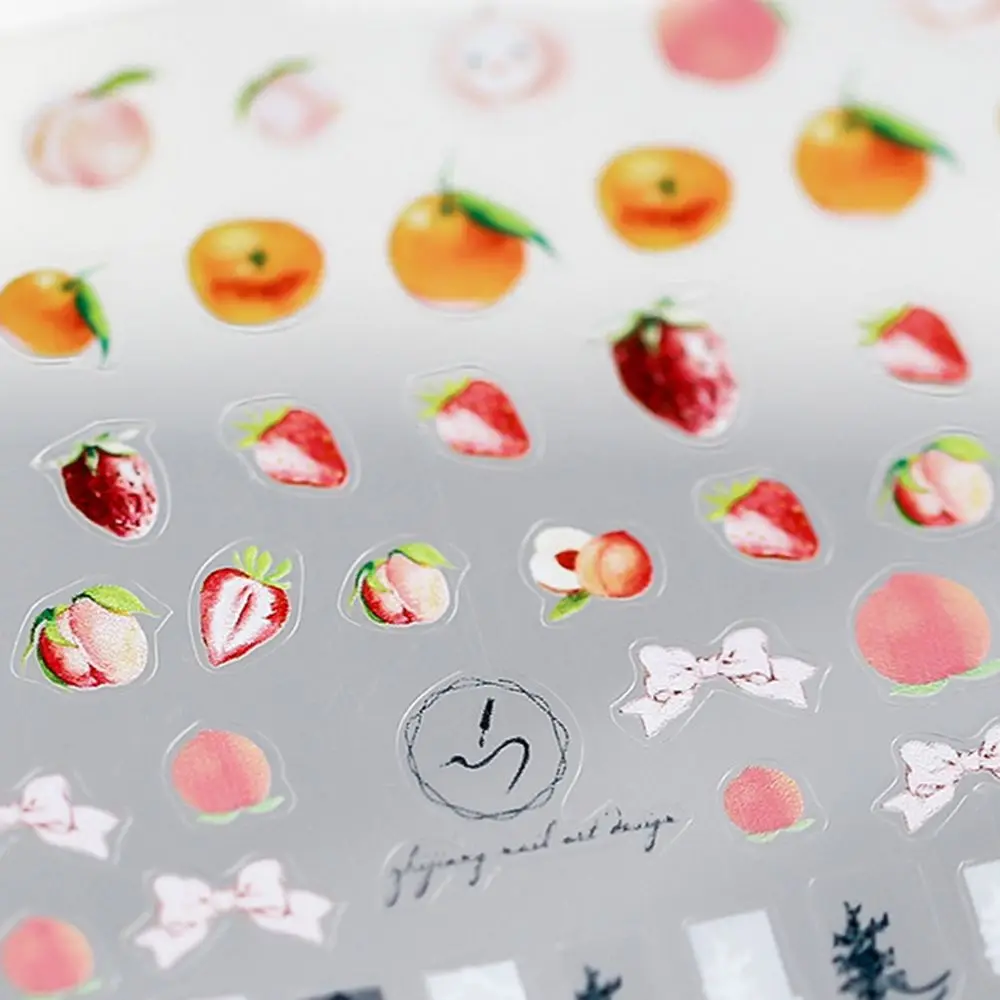 

Nail Art Bowknot Peach Sticker Japanese Retro Scrub Thin Transparent Adhesive Fruit Lace Nail Art Decoration Accessories