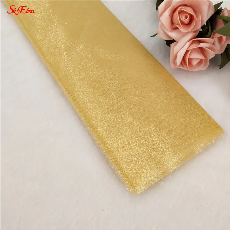 gold Тюль в рулоне 15 см* 5 м, 48 см* 5 м, юбка-пачка из органзы, украшение для детского душа, Свадебная вечеринка, арка, аксессуары для дверей с цветами, 7zSH015 - Цвет: gold