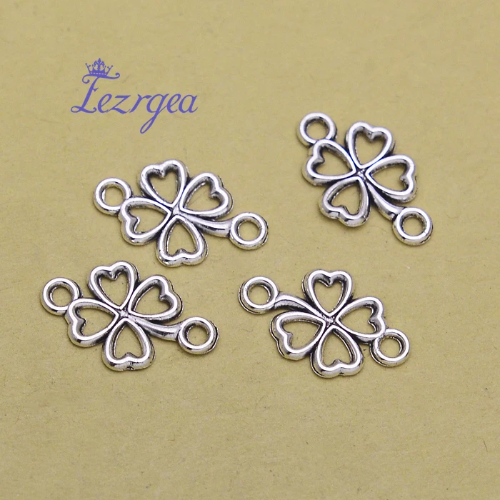 

50 шт./лот-20x12 мм, клевер cham, античный посеребренный Клевер соединительные шармы, DIY поставки, ювелирные аксессуары