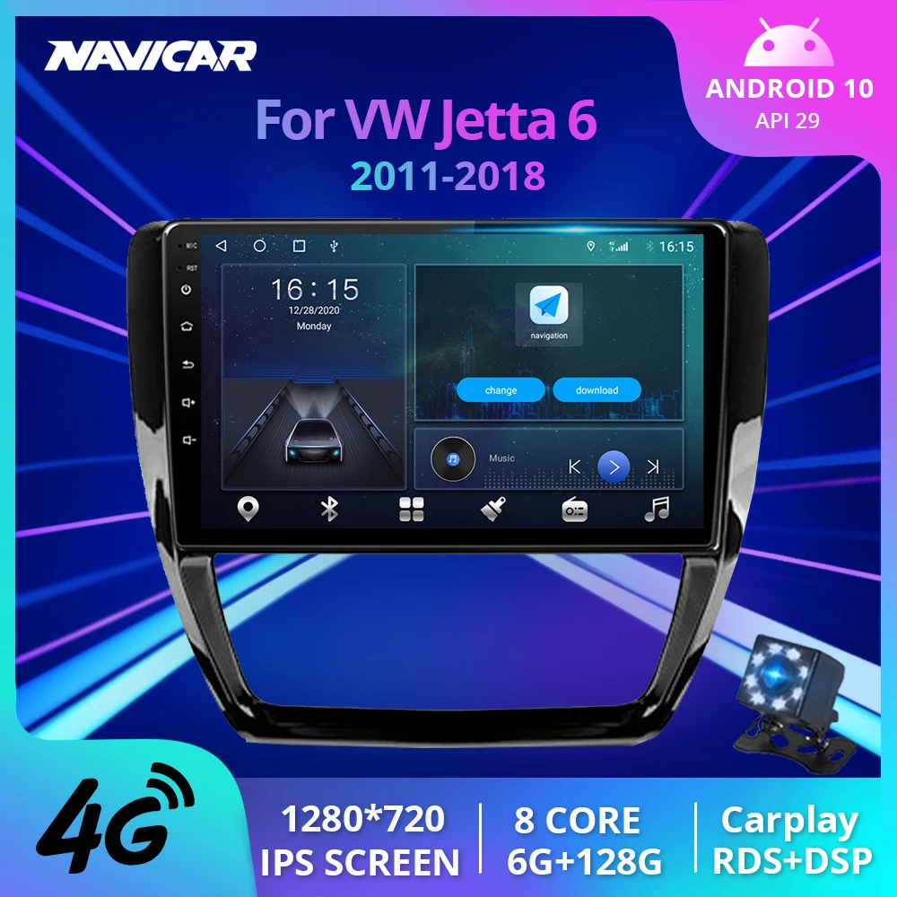 

NAVICAR 2Din Android10 Car Radio For Volkswagen Jetta 6 2011-2018 Stereo Receiver GPS Navigation Auto Radio Bluetooth Player IGO