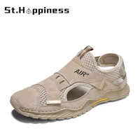 2021 new summer handmade mesh sneakers casual breathable men shoes outdoor beach wading shoes comfortable mens sandals big size