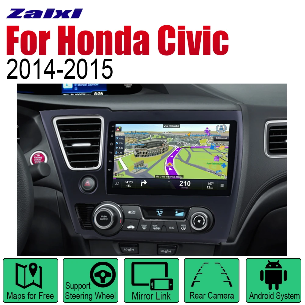 Автомобильный GPS навигатор ZaiXi Android для Honda Civic 2014 ~ 2015 проигрыватель с навигацией Wi