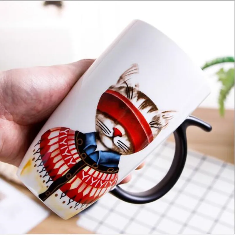 600 мл креативная керамическая кружка с крышкой мультяшная чашка для молока кофе