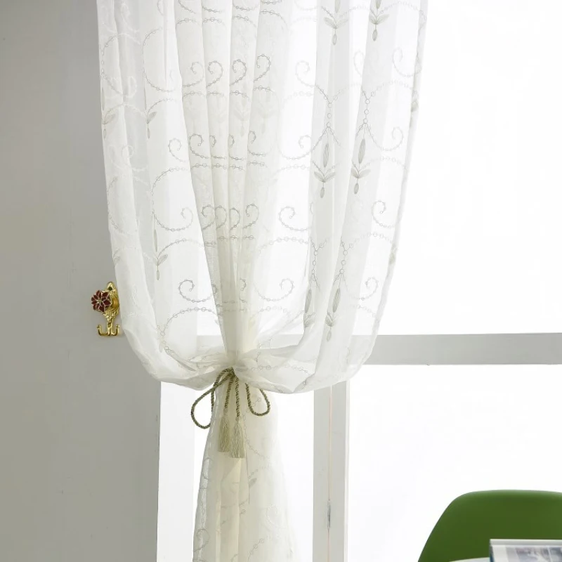 Американский кантри занавеска белая отвесная для гостиной лампа узор Тюль с