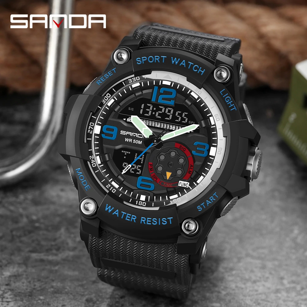 

SNADA Top Luxury Watches Men Military Army Mens Watch Waterproof Sport Wristwatch Dual Display Watch Male Relogio Masculino