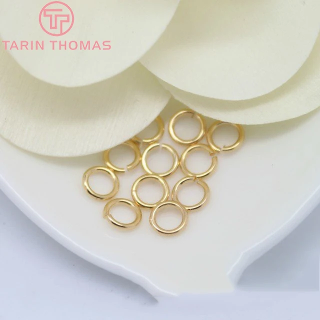 Позолоченные латунные Колечки цвета шампанского 20 шт. 24 к кольца с разрезом