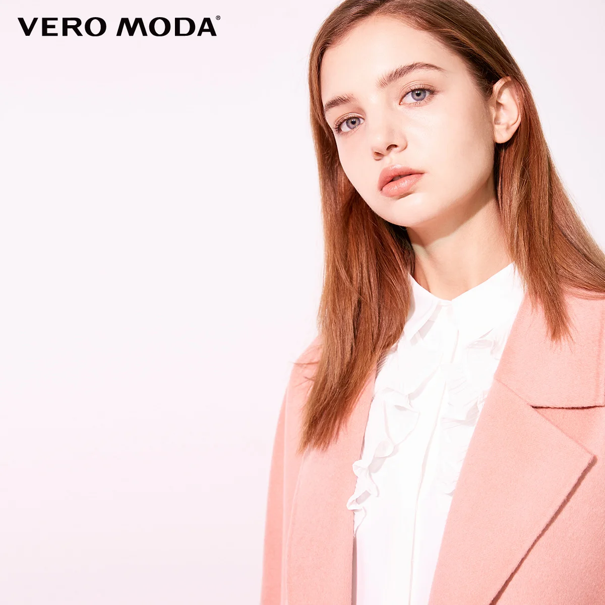 Vero Moda Женское шерстяное пальто средней длины со скрытыми пуговицами и отворотом