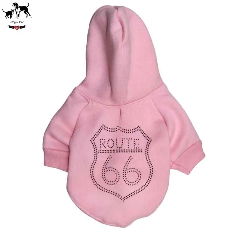 

"Route 66" Pattern Small Dog Fleece Hoodies Pet Clothes Autumn/Winter Cat Puppy Clothing Coat Jacket 4 Colors 4 Size Available