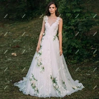 cute flowers aline wedding dresses v neck appliques illusion vestidos de noivas bridal suknia robe de mariee engagement
