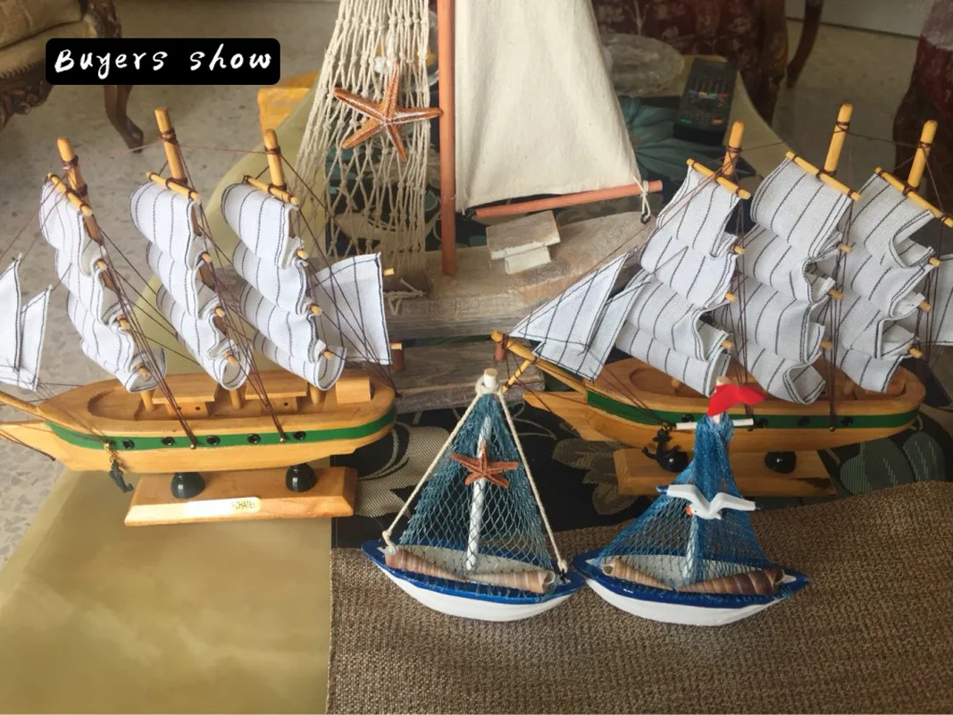 Домашний интерьер Средиземноморский ретро парусный деревянный модель лодки