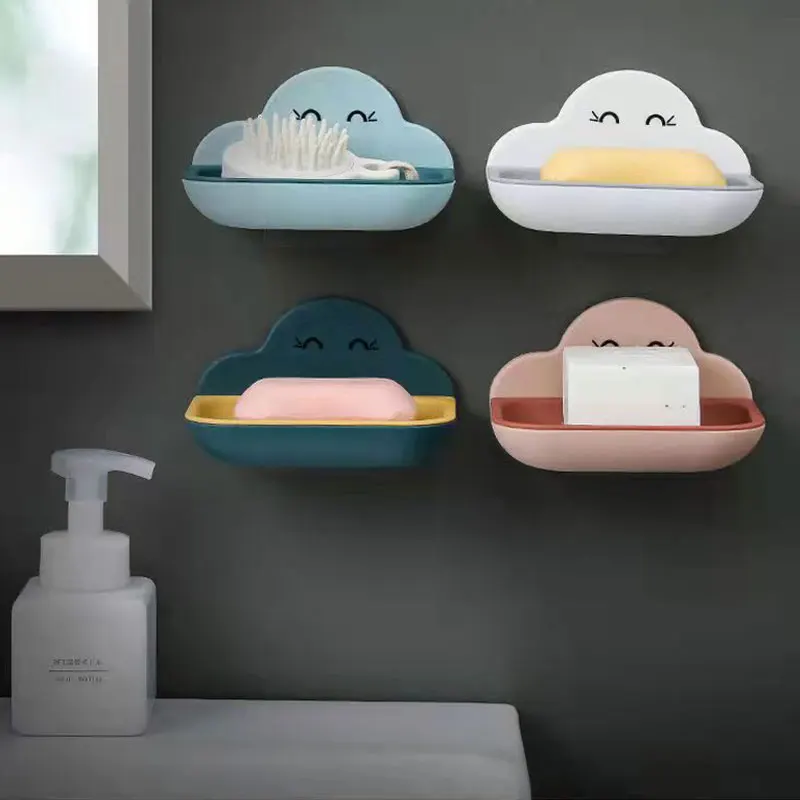 

Lohas Cartoon Clouds Shape Soap Box Dish Bathroom Drain Soap Holder Portable Soap Case Storage Kitchen Bathroom Accessories