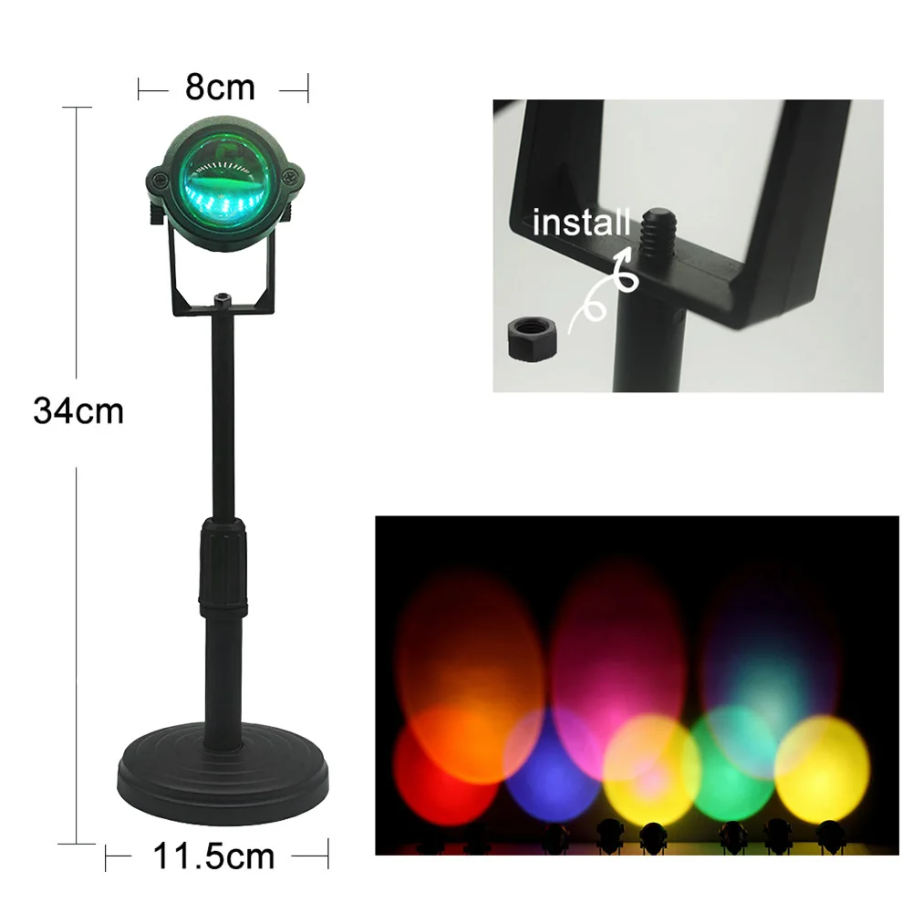 

Atmosphere Night Light Sunset Projector Lamp Rainbow for Home Bedroom Background Wall Decoration USB Table Lamp