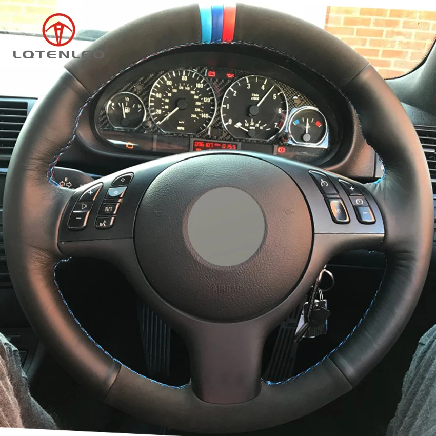Черный замшевый чехол LQTENLEO из натуральной кожи для BMW M Sport E46 330i 330Ci E39 540i 525i 530i M3 M5