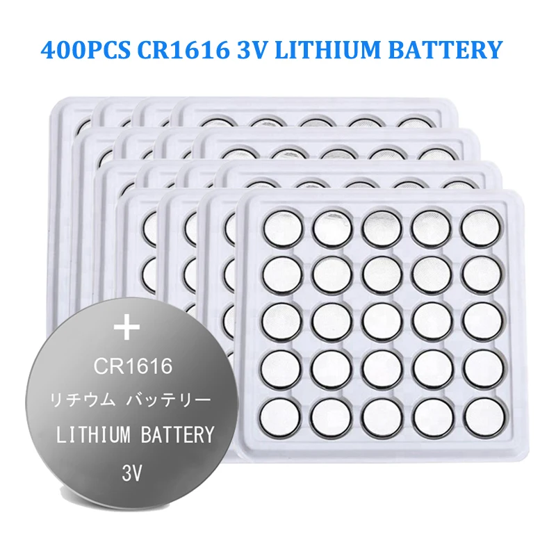 

400pcs CR1616 Button Batteries DL1616 ECR1616 LM1616 Cell Coin Lithium Battery 3V CR 1616 For Watch Electronic Toy Remote