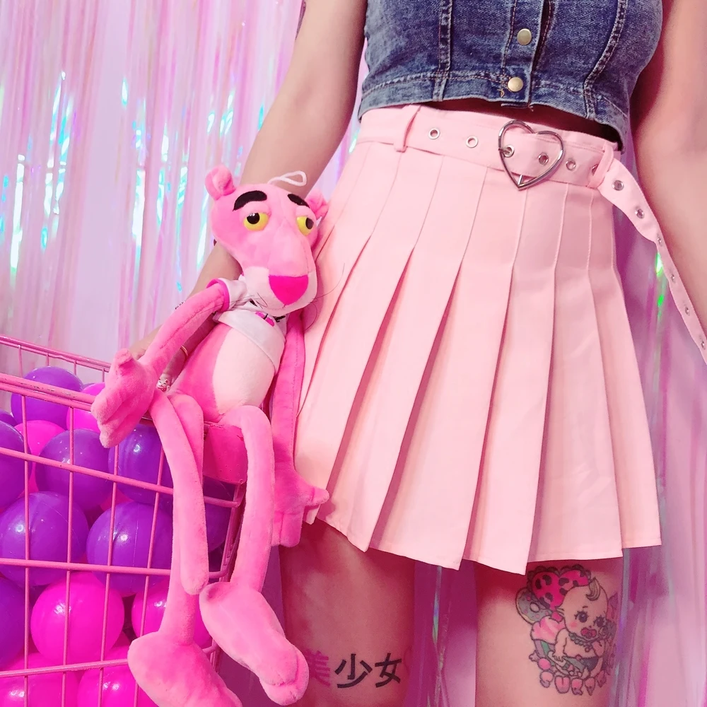 Уличная мини юбка с высокой талией и пуговицами в виде сердца Женская