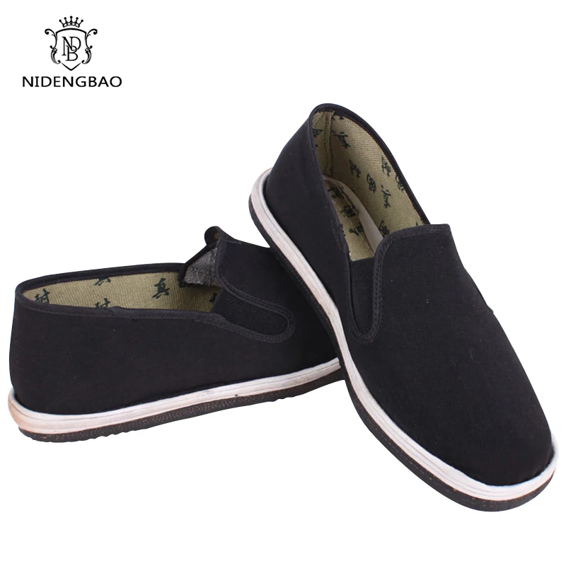 Туфли мужские в китайском стиле лоферы на резиновой подошве без застежки дышащие