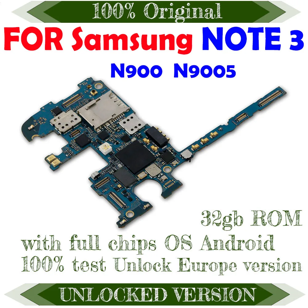 Оригинальная материнская плата для Samsung Galaxy NOTE 3 N900 N9005 32 ГБ европейская версия