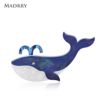 madrry new arrival unique texture acrylic brooch blue dolphin shape brooches for women children scarf coat suit pin jewelry