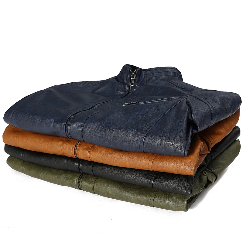 Pop Sping Arrival PU Leather Jacket Men Autumn Stand Collar Zipper Vogue Coat Casual Dress DCT-244 | Мужская одежда