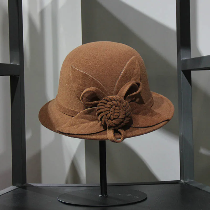 FS широкий полями шерсть фетр Клош Дерби котелок шляпа осень зима элегантный