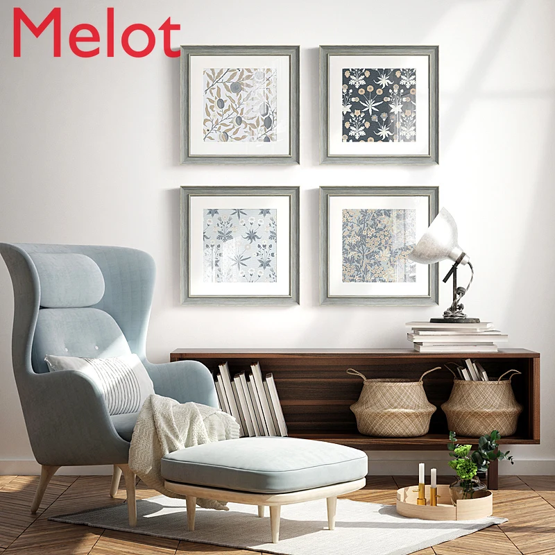 

Ретро, так просто, так красивый, свежий цветок, фотообои в скандинавском стиле, синяя настенная живопись, настенное искусство, винтажный декор комнаты