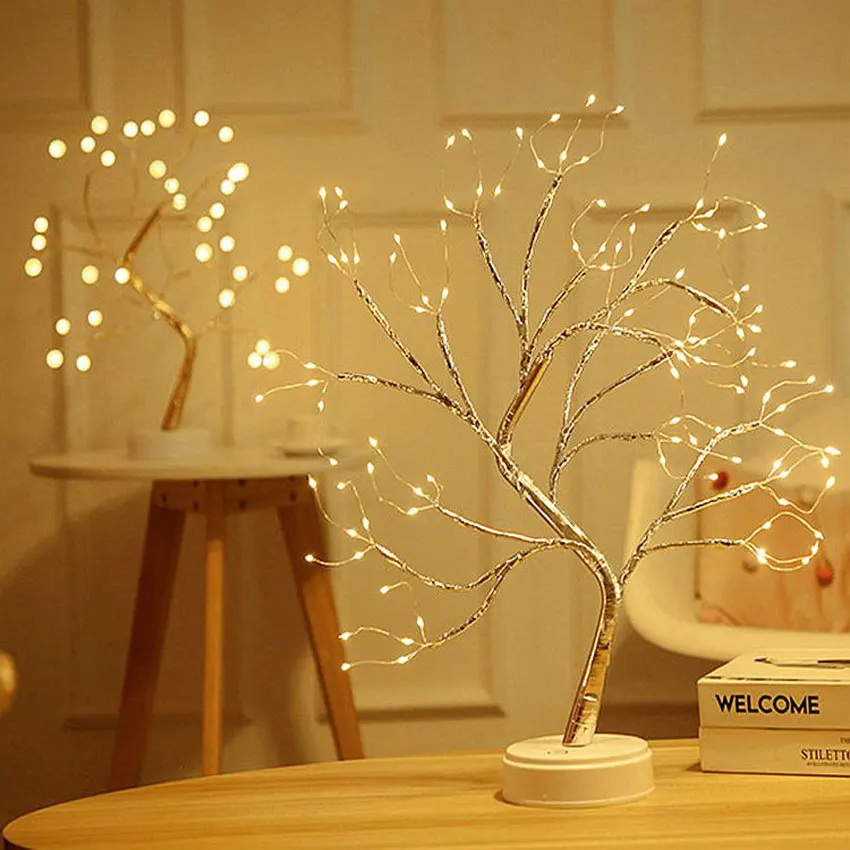 

108 LED Tree Light Gypsophila Night Light Pearl Bonsai Table Touch Tree Lights Indoor Branch Tree Lamps Wedding Valentine'S Day