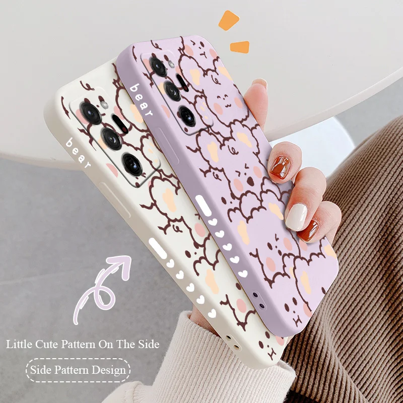 

For Samsung Galaxy A72 A52 A42 A32 A22 A21S A02S A12 A02 A71 A51 A41 A31 Case Jane Bear Square Liquid Slicone Phone Cover Funda
