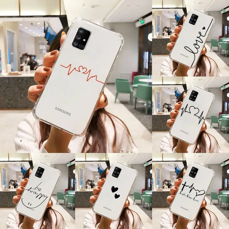 

Love Heart Letter art design Phone Case Transparent For Samsung A51 A50 A71 A70 A81 M60S Note S21 S 20 10 9 8 11 E Plus Ultra