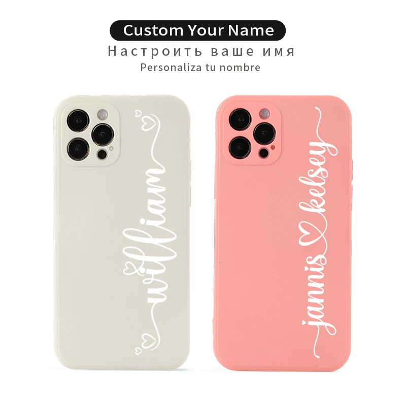 

Lover Custom Couple Name Original Phone Case For iPhone 14 14ProMax 14Plus 13Promax Personalized Colorful Silicone Apple Cover