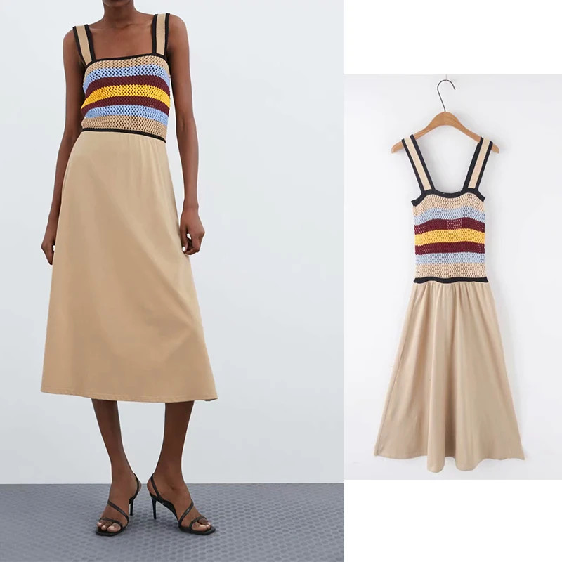 Женское платье без рукавов ZA Повседневное на тонких бретелях с высокой талией