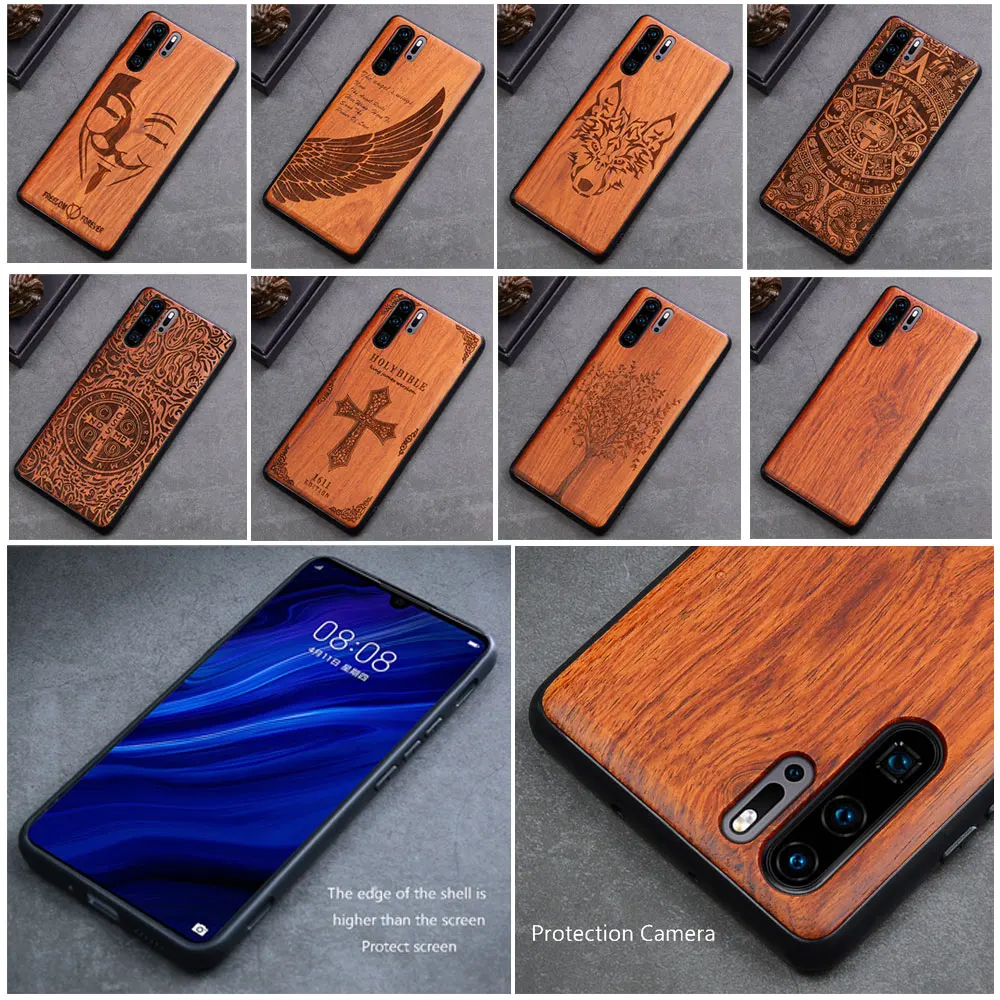 Чехол для Huawei P30 Pro тонкий деревянный чехол бампер из ТПУ Huawe чехлы телефонов 2019