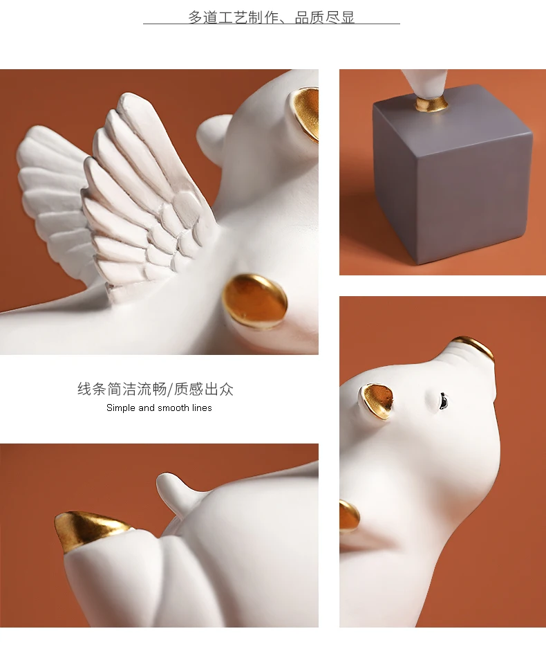 

Cute little flying pig resin accessories modern home decoration living room bedroom desktop creative Ornaments lovers give gifts