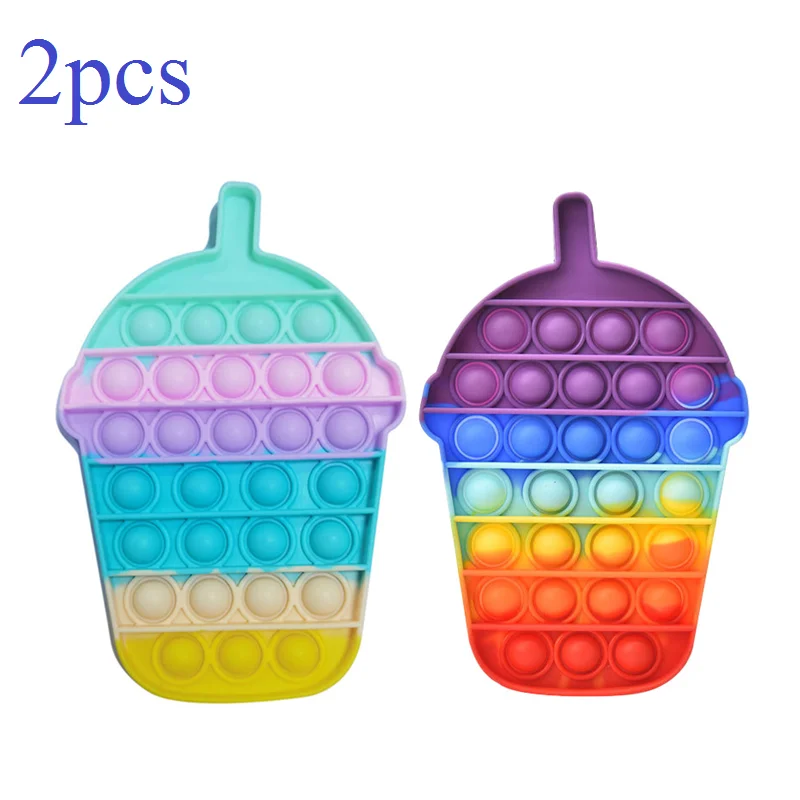 

2PCS Milk Tea Cola Cup Hand Push Bubble Toys Fidget Toys Simple Dimple Toys Cheap Fidget Toys Calendarrier Fidget Toys Juguetes